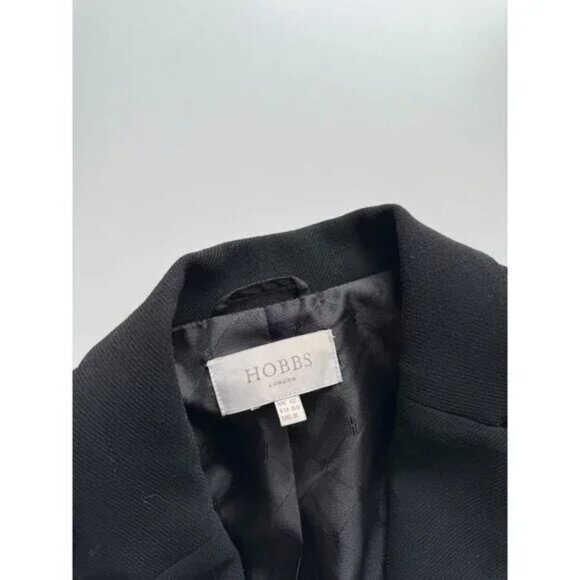 HOBBS LONDON Black 100% Wool Crepe Twill Peplum Blazer Jacket, Size 8 - Picture 5 of 5